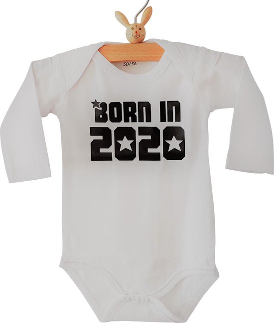 Baby Rompertje unisex Born in 2024 Lange mouw wit maat 50 56
