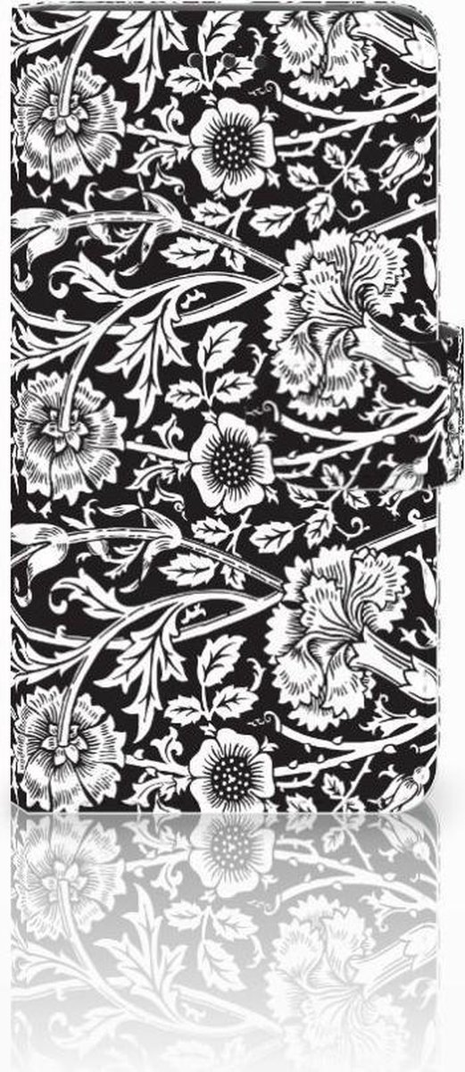 Book Case voor Nokia 7 Hoesje Black Flowers