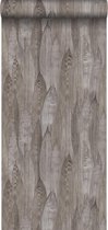 Origin Wallcoverings eco texture vlies behangpapier bladeren donker taupe - 347367 - 53 cm x 10,05 m