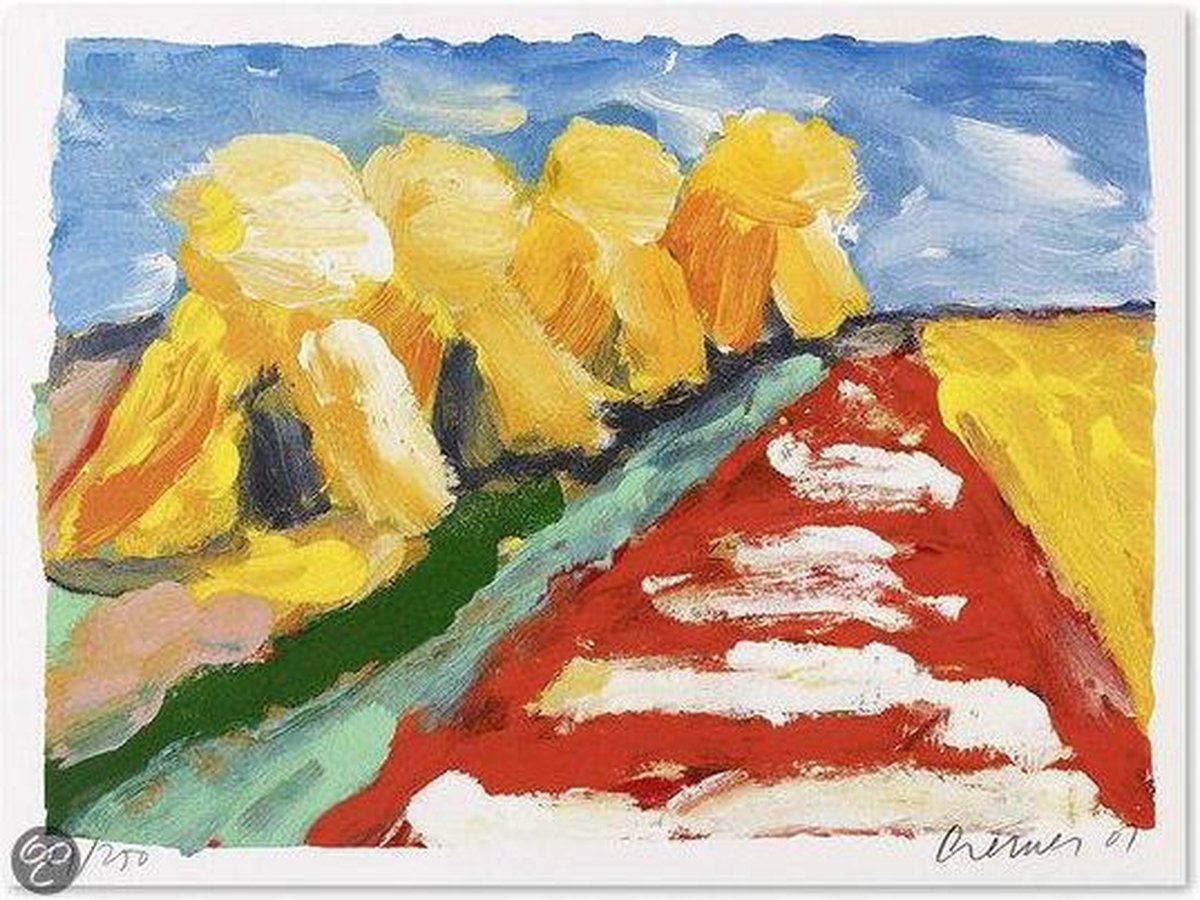 bol.com | Jan Cremer Schilderij Zeefdruk 'Korenschoven' (groen)