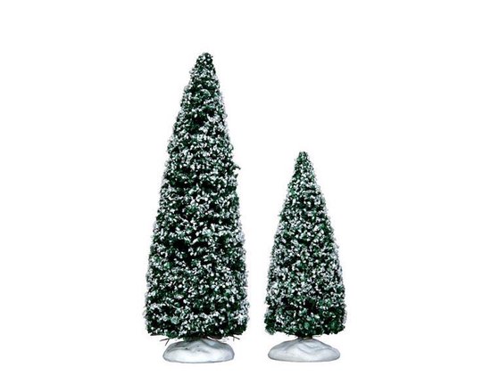 Lemax - Snowy Juniper Tree - Medium & Small - Set Of 2 - Kersthuisjes & Kerstdorpen