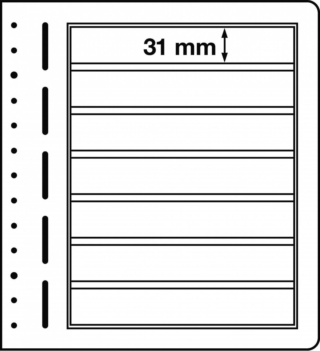 LEUCHTTURM - Muntblad - LB-bankvellen, 7-delige indeling, 190 x 31 mm