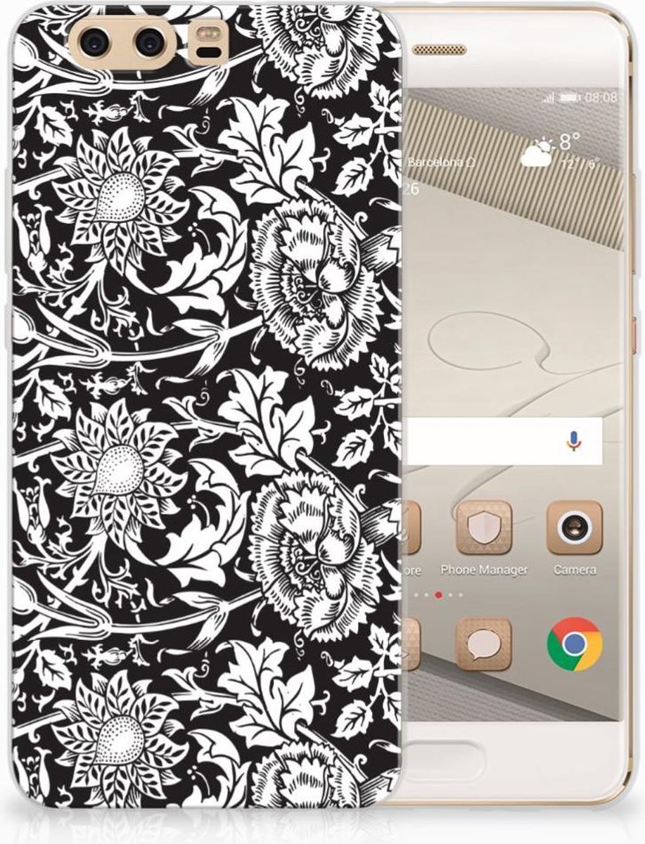 Huawei P10 Plus TPU Case Black Flowers