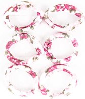 Set van 6 Haarbandjes | Bloemenprint Wit Roze
