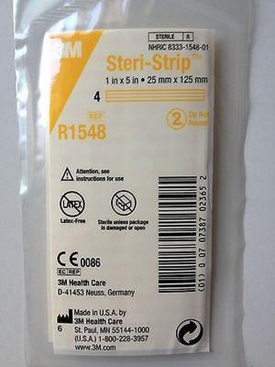 Goedkoopste 3M Steri-Strip R1548 25mm x 125mm zakje met 4 strips