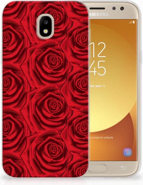 PU Silicone Etui Bumper Gel pour Samsung Galaxy J5 2017 Coque Téléphone Roses Rouges