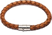 Armband mannen - armband heren leer - Cognac - Maat M