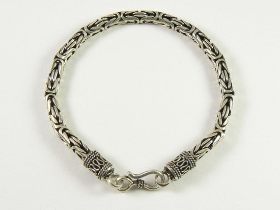 Zware zilveren armband met koningsschakel - 18 cm