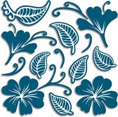 Muurstickers 3D Flowers & Leaves blauw - schuimstickers
