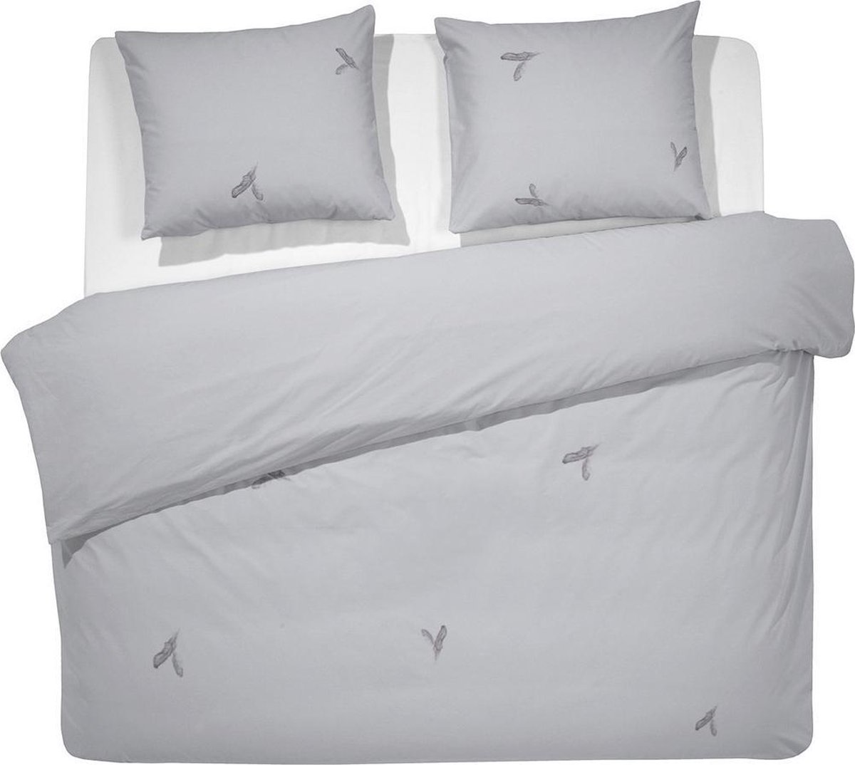 Damai Fjer Dekbedovertrek - Bio Percale - Tweepersoons - 200x200/220 cm - Silver