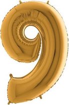 Folie ballon cijfer 9 goud (100cm)
