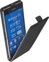 Premium Zwart Sony Xperia Z3 Lederen Flip case Flip case hoesje