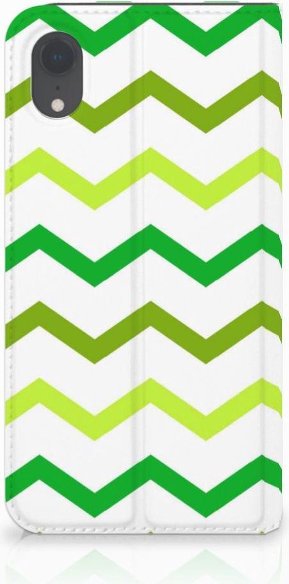 Apple iPhone Xr Hoesje met Magneet Zigzag Groen