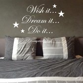 Slaapkamer muursticker - Zwart of wit of donkergrijs | Muurstickers | Stickers muur | Muursticker tekst-wit-55x55cm