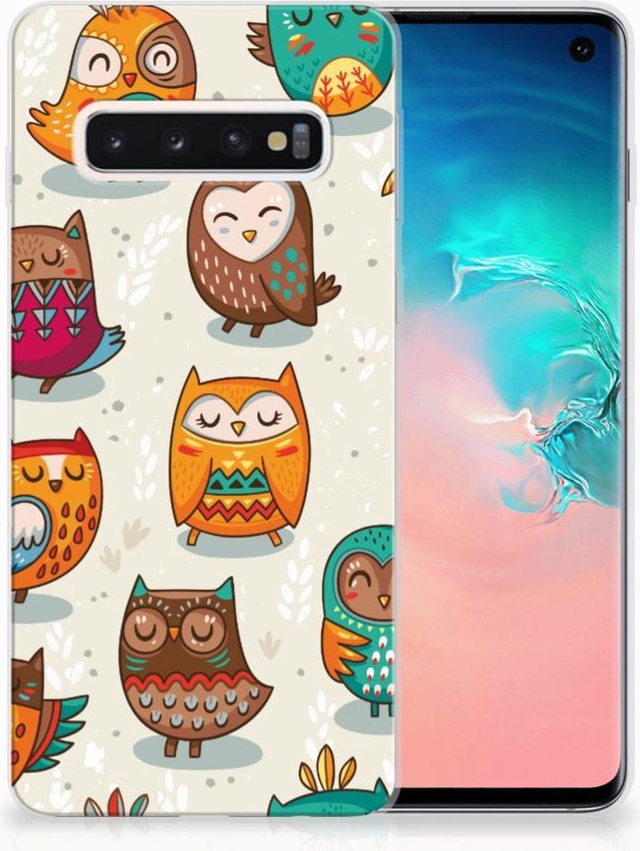 Samsung Galaxy S10 TPU Hoesje Vrolijke Uilen