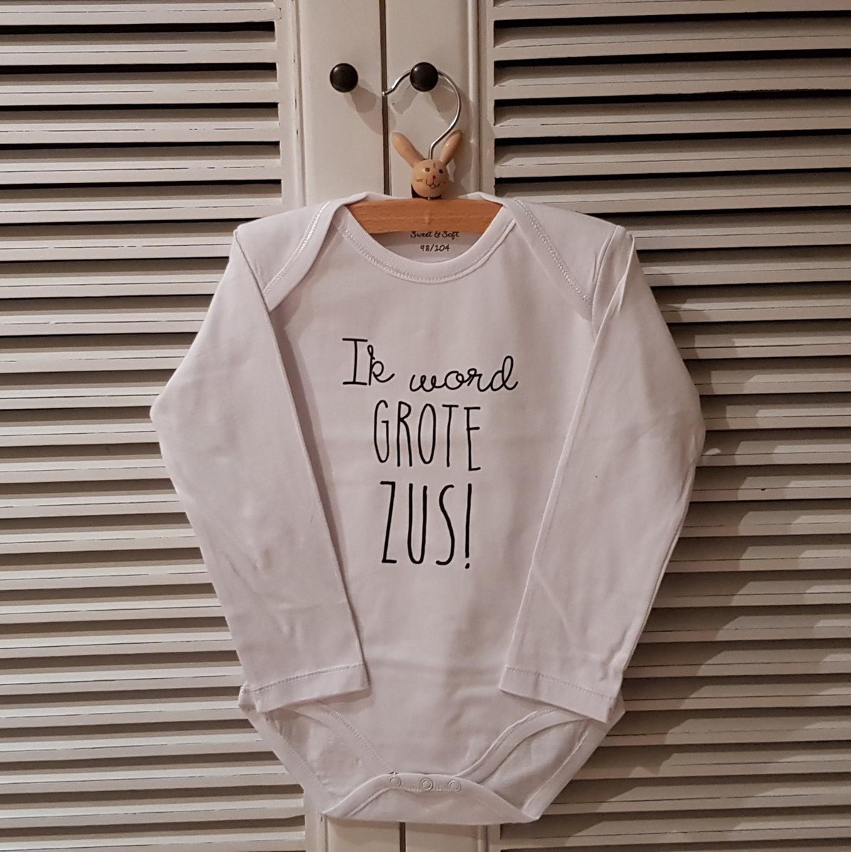 Baby Rompertje met tekst Hoera ik word grote zus meisje Zwangerschapsaankondiging bol