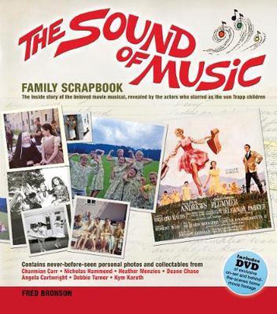 Livre 'The Sound of Music Family Scrapbook' avec des photos du film et de la distribution, y compris un DVD.