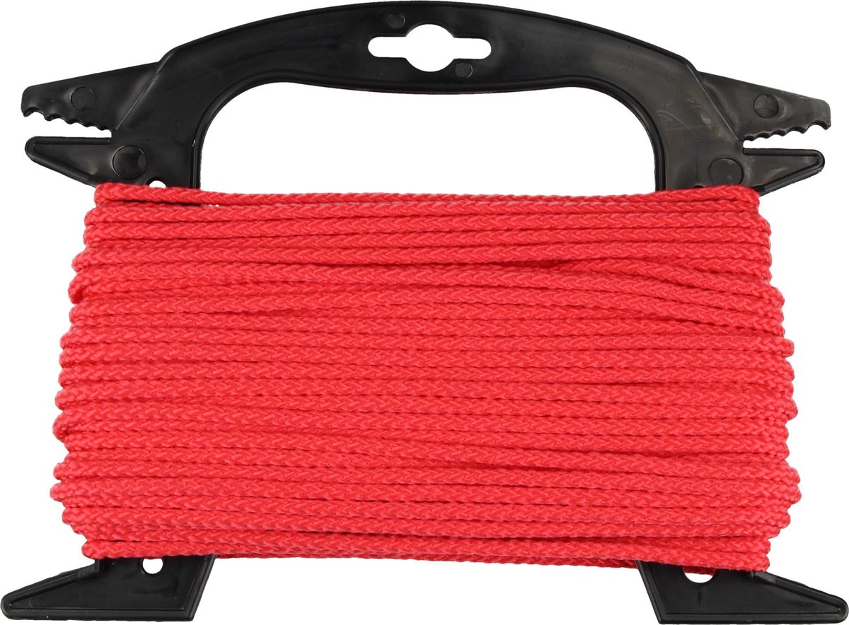 Coloured Rope Industrieel Touw op Rol 4mm 20m Gevlochten – Rood | Industriële Touwen voor Binnen en Buiten | Bestand Tegen Schuren en Rotting