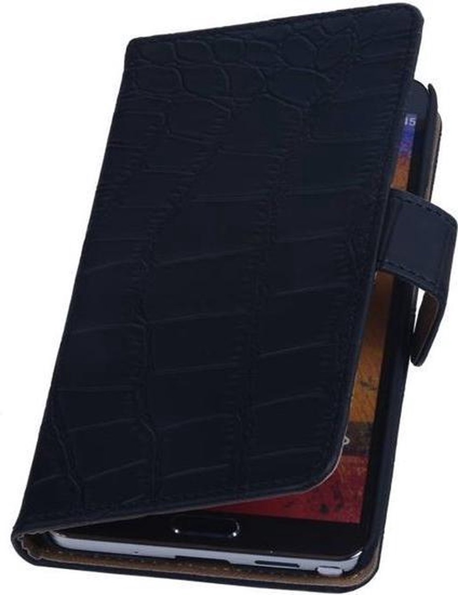 Samsung Galaxy Note 3 Neo - Croco Zwart Booktype Wallet Hoesje