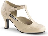 EU 38 = US 8 | FLAPPER-26 | 3 Kitten Heel Round Toe T-Strap Pump