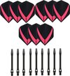 Afbeelding van het spelletje 3 sets (9 stuks) Super Sterke – Rood - Vista-X – darts flights – inclusief 3 sets (9 stuks) - medium - Aluminium - zwart - darts shafts