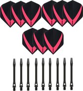 3 sets (9 stuks) Super Sterke – Rood - Vista-X – darts flights – inclusief 3 sets (9 stuks) - medium - Aluminium - zwart - darts shafts