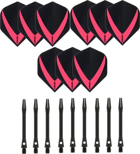 Afbeelding van het spel 3 sets (9 stuks) Super Sterke – Rood - Vista-X – darts flights – inclusief 3 sets (9 stuks) - medium - Aluminium - zwart - darts shafts