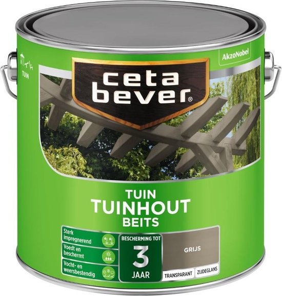 in plaats daarvan vitamine Bier CetaBever Tuinhout Beits - Zijdeglans - Grijs - 2,5 liter | bol.com
