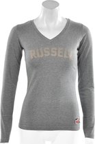 Russell Athletic  - Deep V-Neck Long Sleeve Tee - Dames Shirts - XS - Grijs