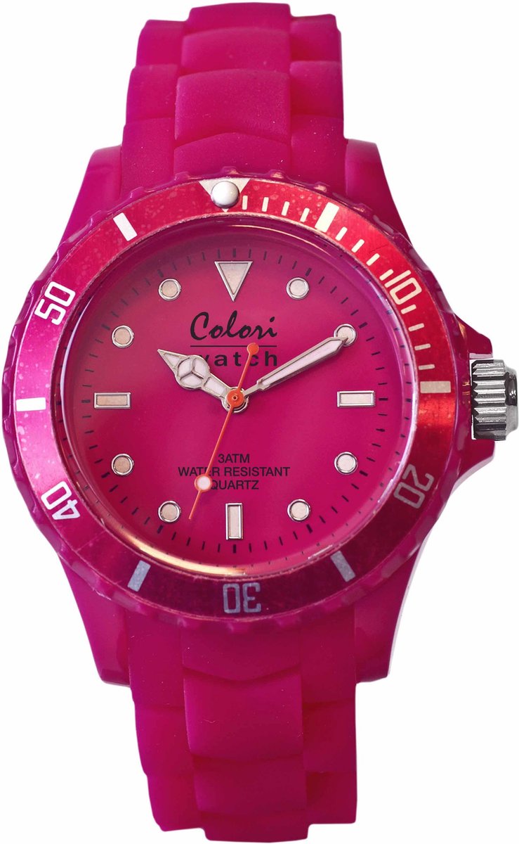 Colori Classic 5 COL003 Horloge - Siliconen Band - Ø 40 mm - Roze