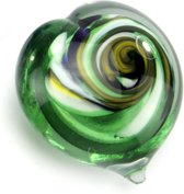 Glasobject Pebble hart groen mini urn glas