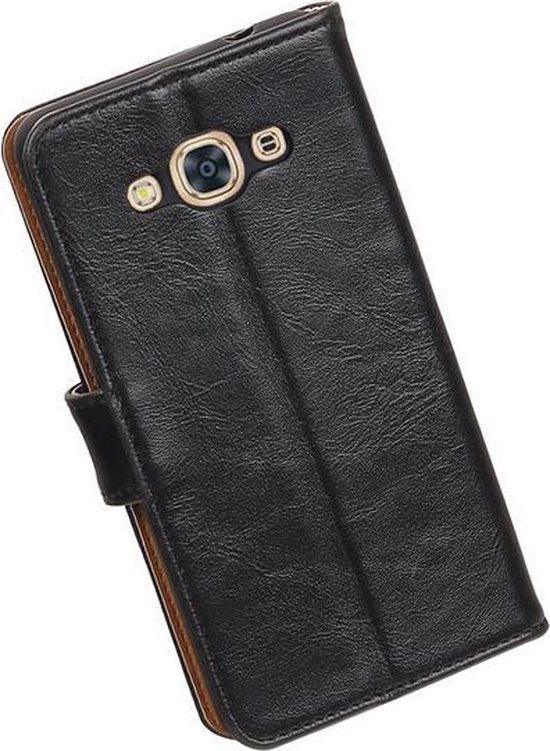 Étui Portefeuille Booktype PU Noir Pull-Up pour Samsung Galaxy J3 Pro