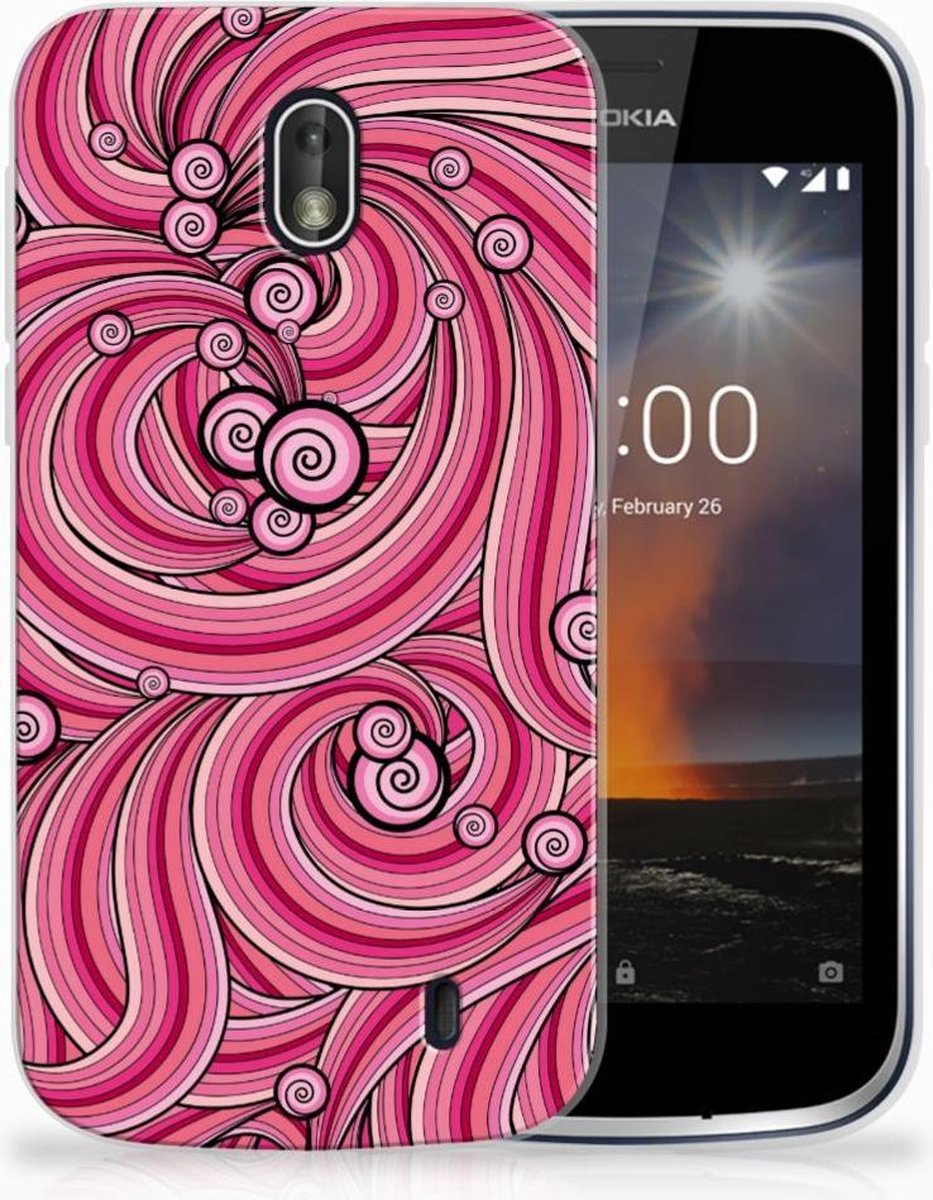 Nokia 1 Hoesje maken Swirl Pink