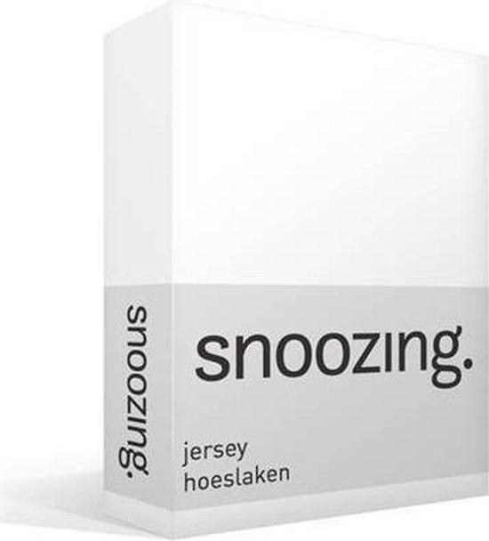 Snoozing Jersey - Hoeslaken - 100% gebreide katoen - 180x210/220 cm - Wit