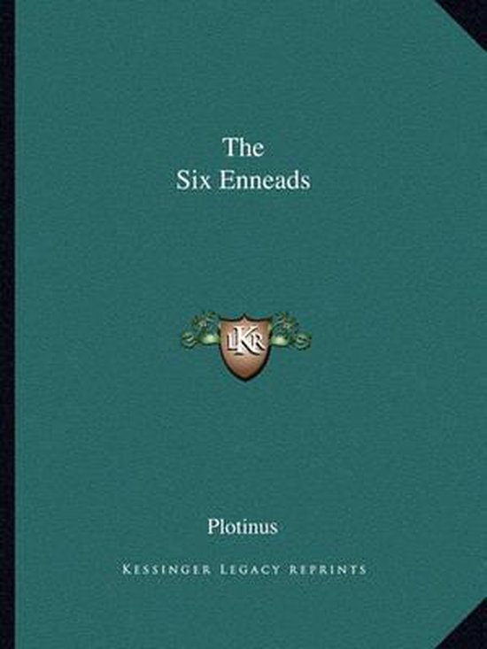 Boek kaft met de titel "The Six Enneads" door Plotinus, in donkergroen met gouden letters.