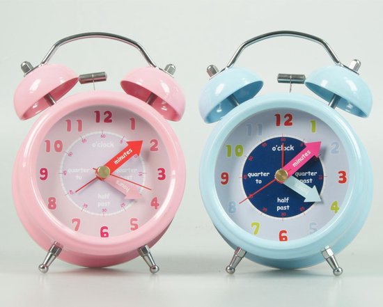 Ophef spanning Individualiteit Metalen retro wekker – Alarm Clock - Roze kleur - Tijd weergave – Engelse  taal -... | bol.com