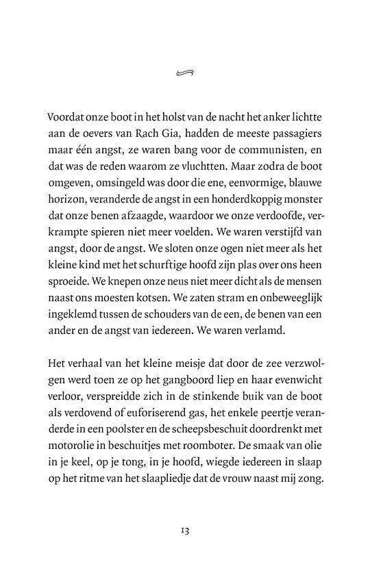 Tekstpagina met een paragraaf over de angst om te vluchten en een andere over een klein meisje en een vrouw.