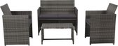 Loungeset poly rattan grijs 8-delig  (incl. Fleecedeken)