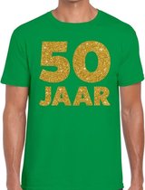 50 Jaar goud glitter verjaardag t-shirt groen heren S