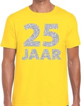 25 jaar zilver glitter verjaardag/jubilieum shirt geel heren S
