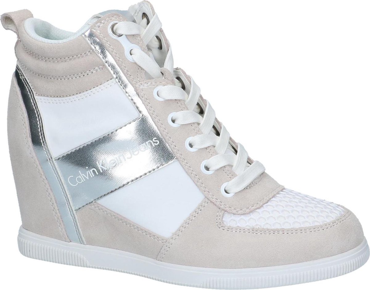 Calvin Klein - Beth - Sneaker met sleehak - Dames - Maat 39 - Wit - WSI  -White/Silver | bol