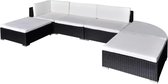 Loungeset poly rattan zwart 16-delig  (incl. Fleecedeken)