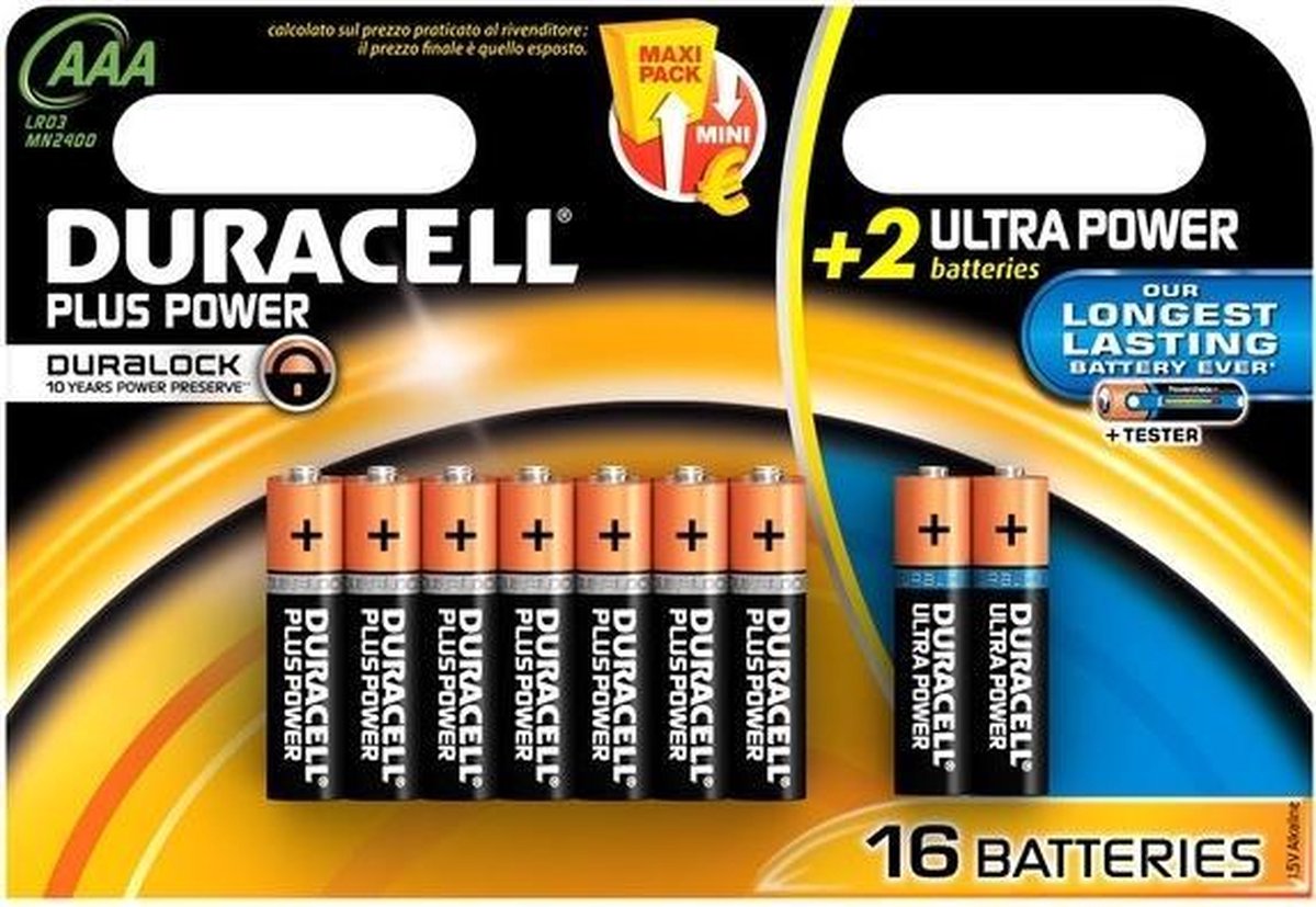 Duracell Batterijen Power Plus Mn 2400 Aaa 16 Stuks