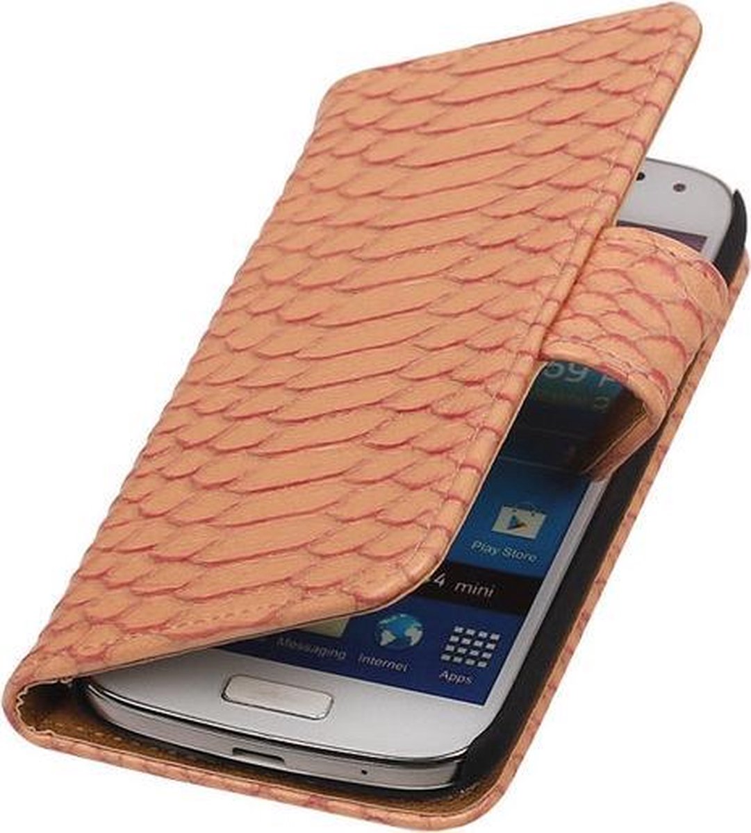 Bestcases "Slang" Pink Bookcase Cover Hoesje Galaxy S4 mini i9190