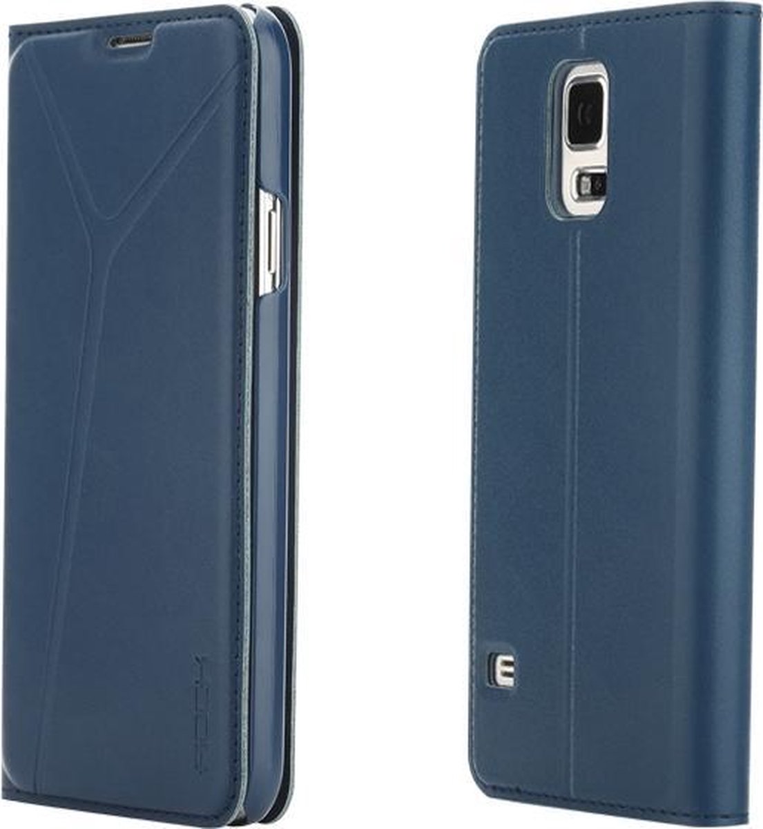ROCK (Wall serie) book case - Donkerblauw kunstleer - hoesje voor Samsung Galaxy S5