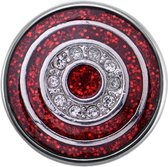 Quiges - Dames Click Button Drukknoop 18mm Cirkels Rood met Zirkonia - EBCM245