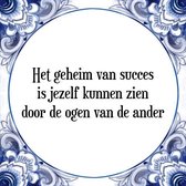 Tegeltje met Spreuk (Tegeltjeswijsheid): Het geheim van succes is jezelf kunnen zien door de ogen van de ander + Kado verpakking & Plakhanger