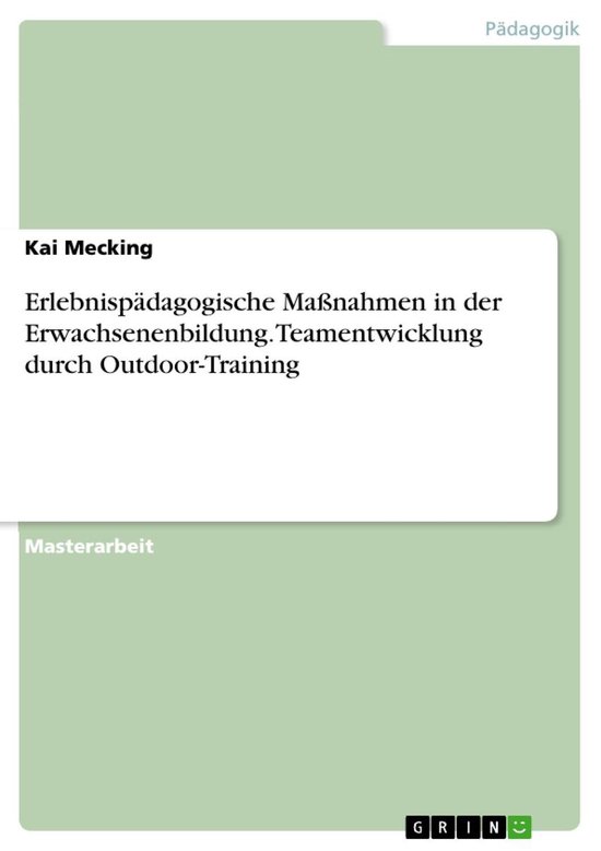 Erlebnispädagogische Maßnahmen in der Erwachsenenbildung.  ... - cover