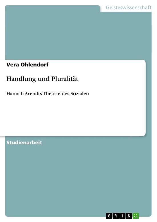 Boek cover Handlung und Pluralität van Vera Ohlendorf (Onbekend)