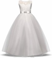 Communie jurk Bruidsmeisjes jurk bruidsjurk wit 122-128 (130) prinsessen jurk feestjurk + bloemenkrans